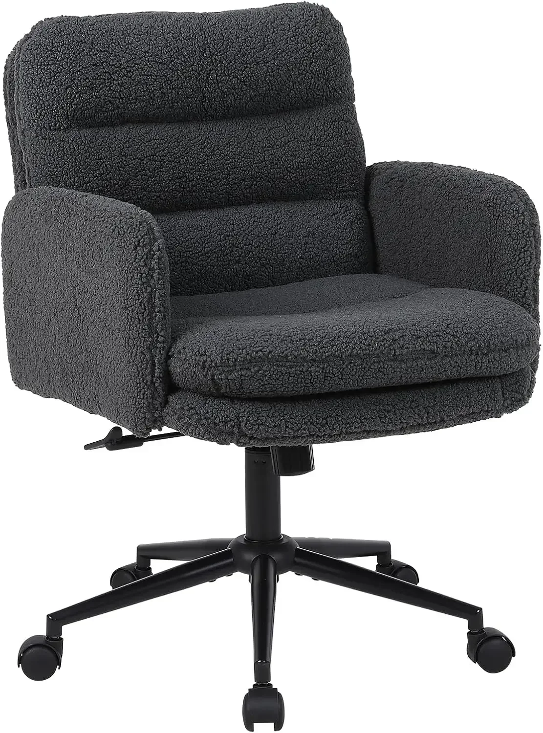 Adjustable Height Home Office Chair, Modern Mid Back Faux Cashmere Computer Desk Chair with Wheels