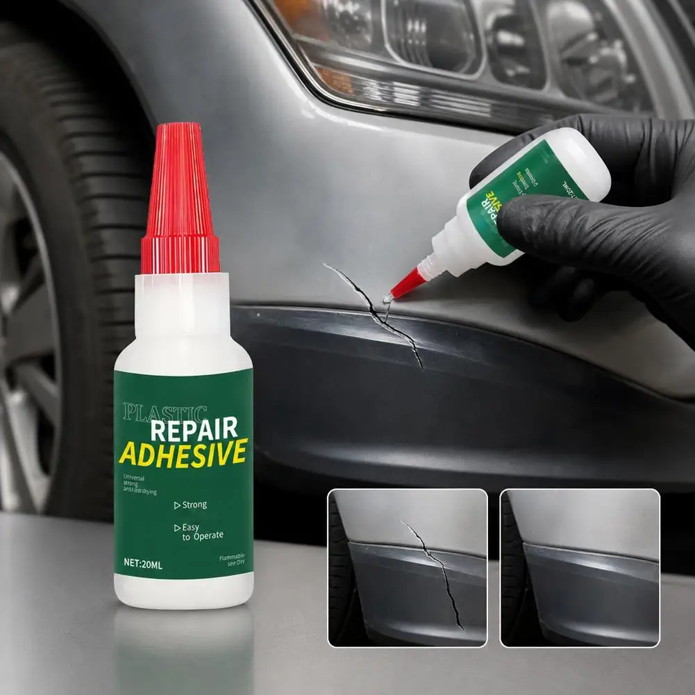 Car Bumper Adhesive Kit Auto Exterior Body Repair Glue Fast Bonding for Loose Trim Edge Crack Bonding Fix Repairs Cracks