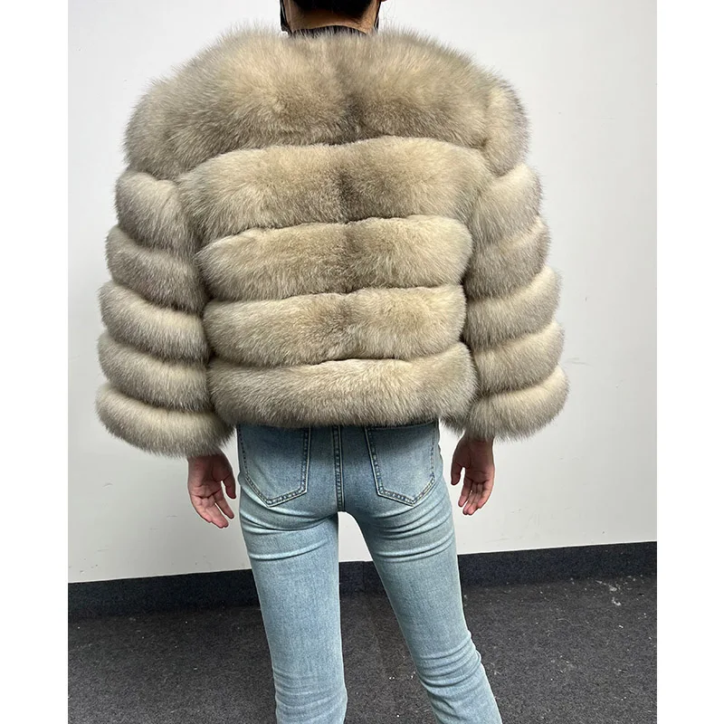 2024 Natural Real Fox Fur Coat Women Winter Warm Luxury Fur Jacket Detachable Long Sleeve Female Vest Furry Coats clothing