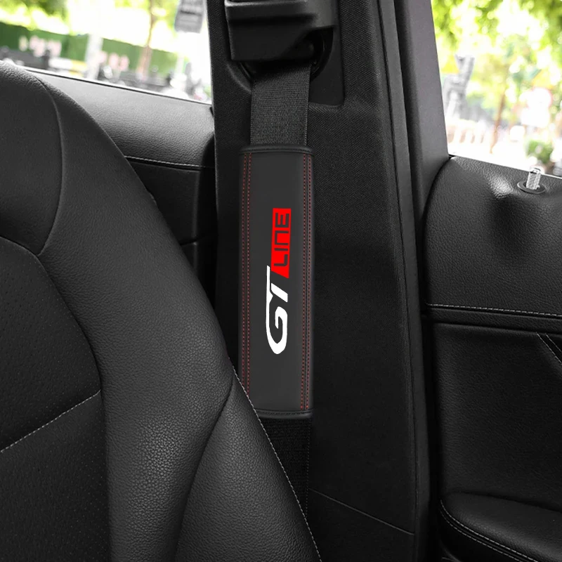 2Pcs Nappa Leather Safety Belt Shoulder Covers Accessories for Kia GT LINE Emblem KIA K5 ELANTRA Sportage KX5 Stinger GT Line