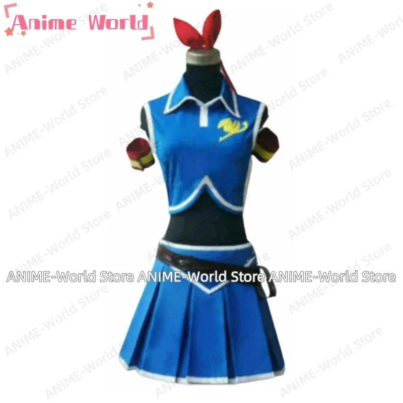 'Custom Size ''Anime Cosplay Kostuum Lucy Heartfilia Backless Polyester Volwassen Vrouwen Halloween Feestjurk Pruik