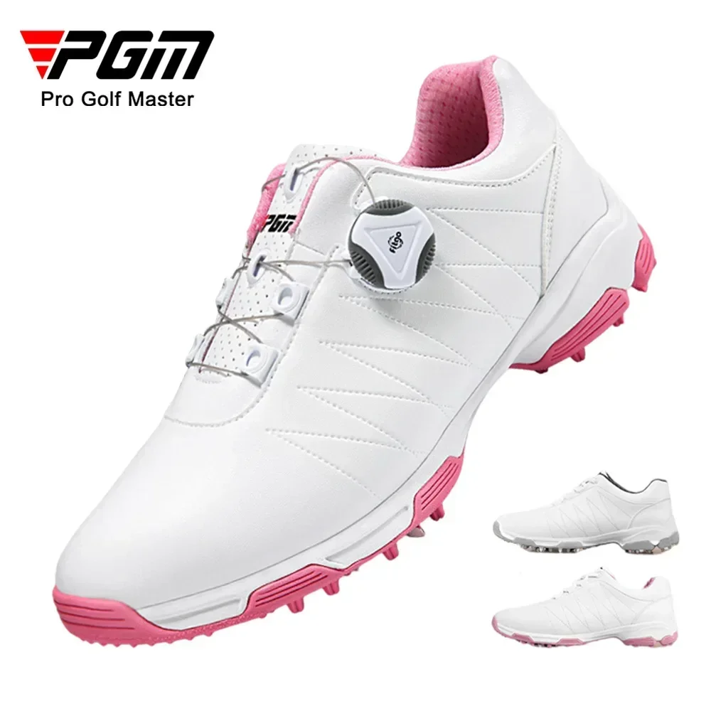 PGM Women Golf Shoes Waterproof Lightweight Knob Buckle Shoelace Sneakers Ladies Breathable Non-Slip Trainers Shoes XZ082 new