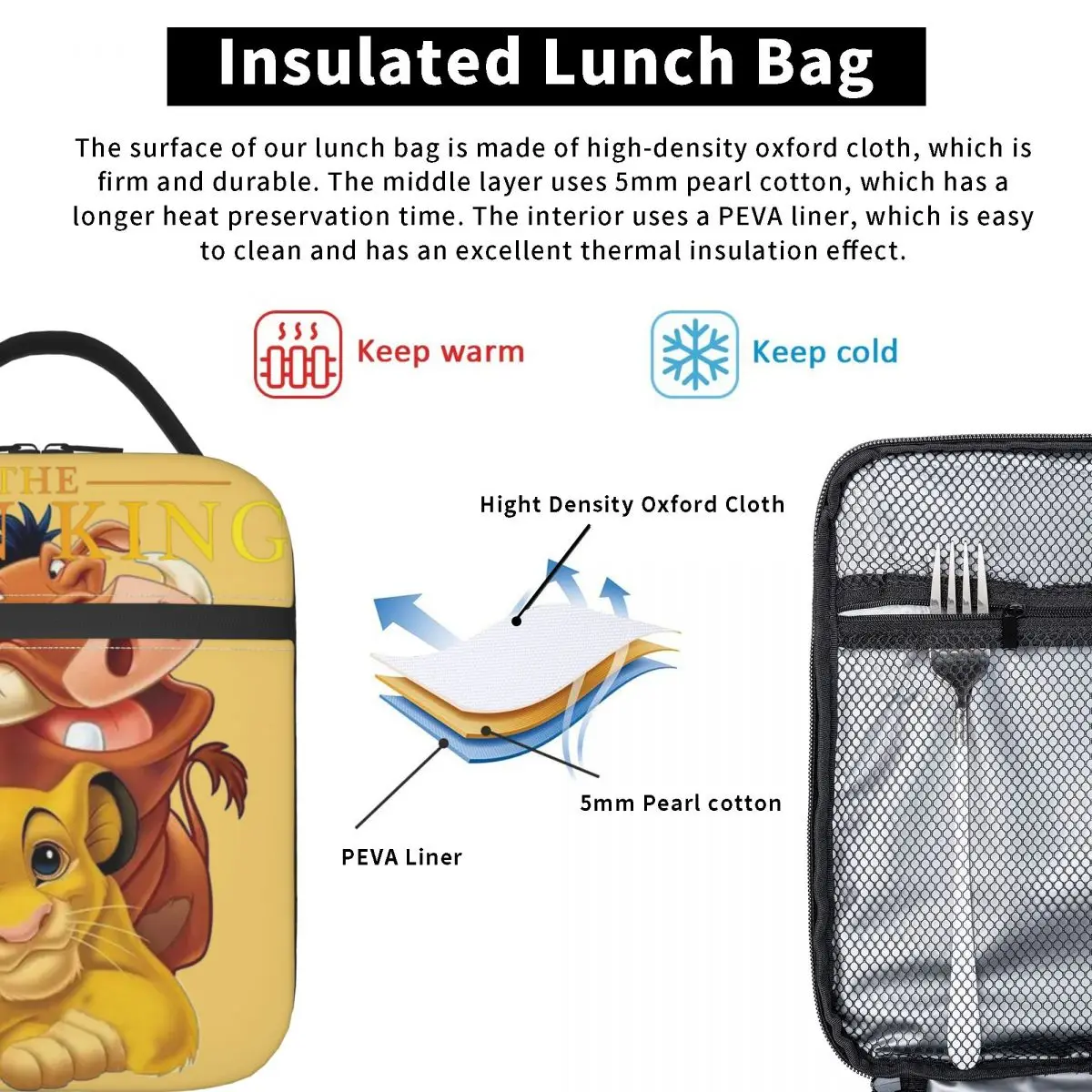 Tote Girl boymuslimatylesmuslimah the Lion kingmuslimah film Lunch Food Box durevole leggero testa di Simba classico per la borsa di immagazzinaggio