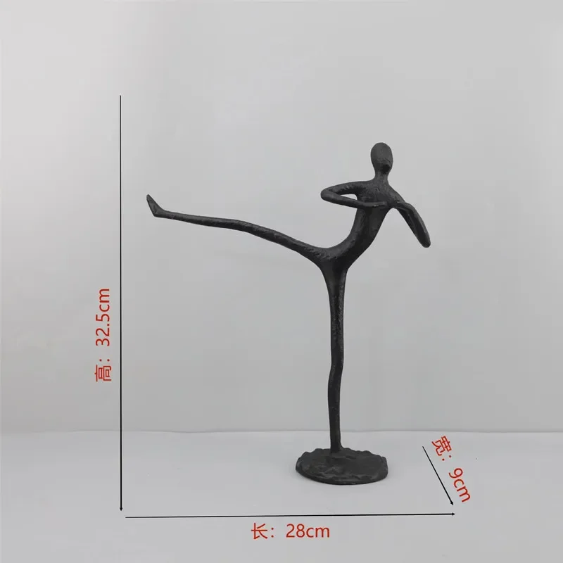 Metal Cast Iron Acrobatic Figure Sculptures, Home Decor, Black Abstract Art Figure Model Sculptures, Office Desk Ornaments