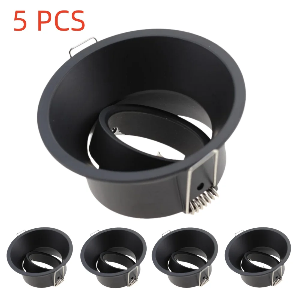 JOYINLED Schwarz-weißer LED-Downlight-Deckenlampenrahmen, runde Halterungen, verstellbar für MR16 GU10 Glühbirnenstrahler, 1/5 Stück
