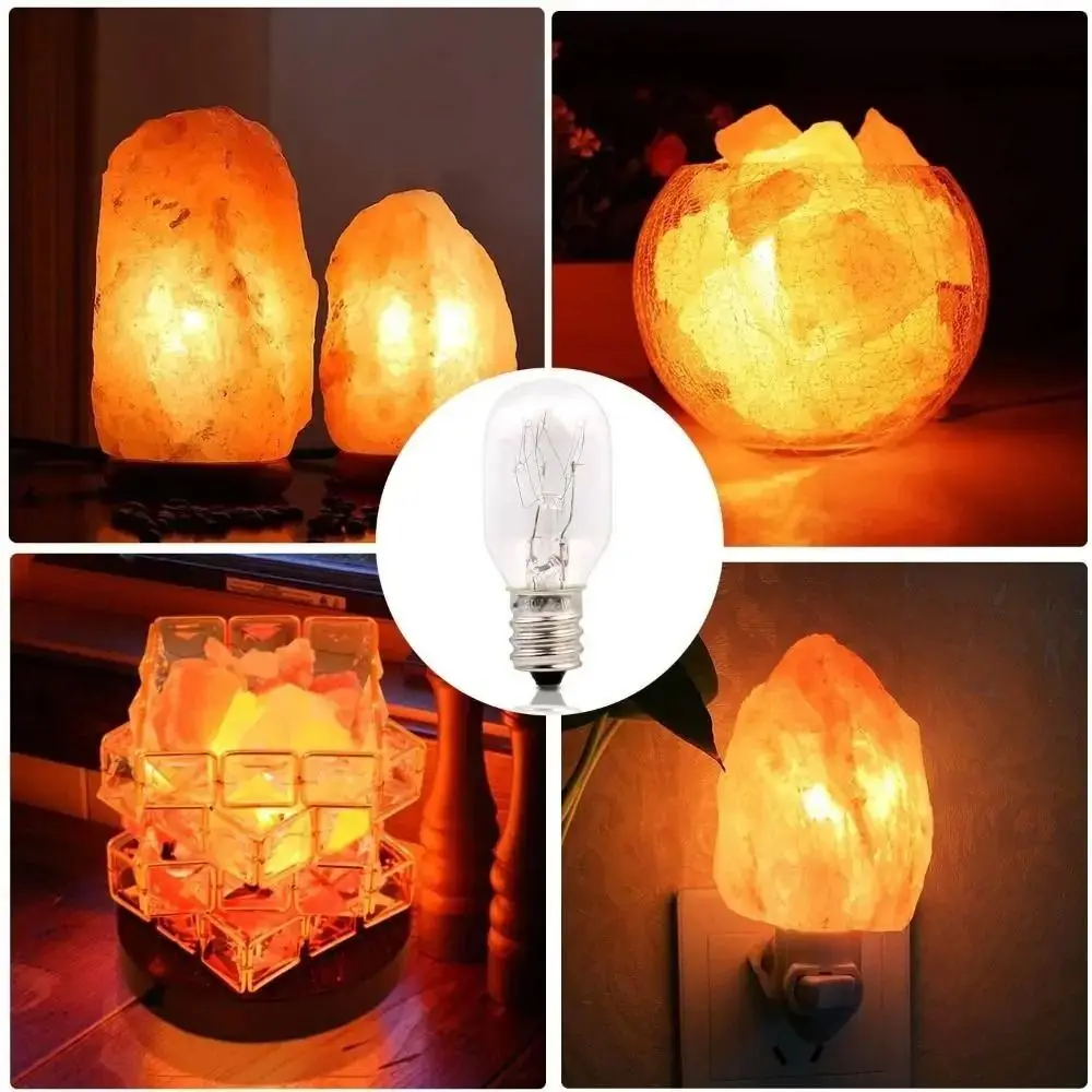 

2pcs Refrigerator Accessories 15W Salt Lamp Bulb E14 Clear Glass Incandescent Bulbs 300 Degree Bright Pygmy Light Bulbs Oven