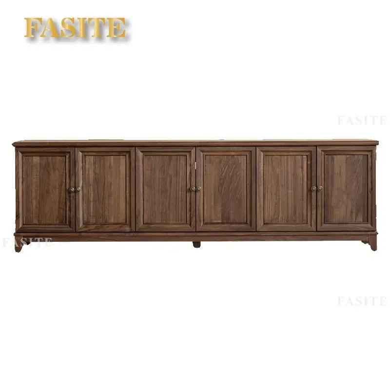 for North American Black Walnut TV Cabinet Solid Wood Modern Simple Nordic Japanese Style Living Room Small Apartment Video
