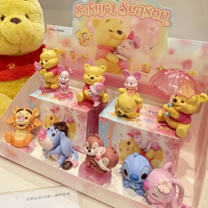 

Disney Sakura Season Series Blind Box Cute Winnie the Pooh Surprise Box Figure Stitch Mystery Box Kawaii Tigger Toys Gift
