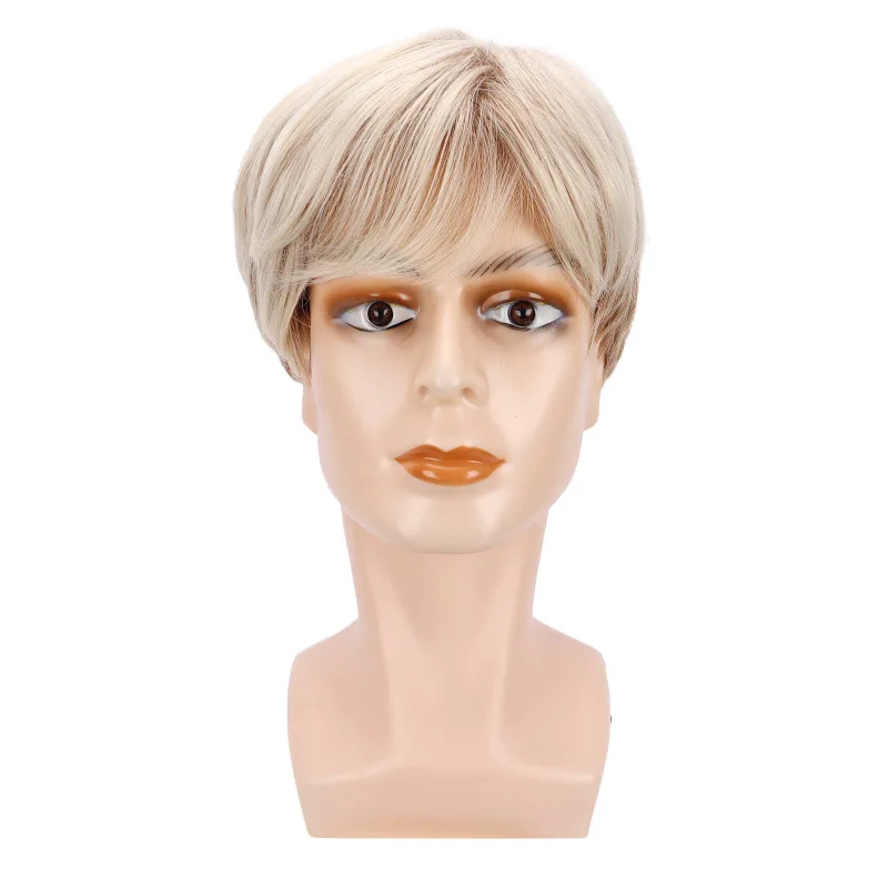 Men's Short Straight Synthetic Wig Brown Blonde Side Part Natural Look Daily Fashion Costume Cosplay Party Hairpiece