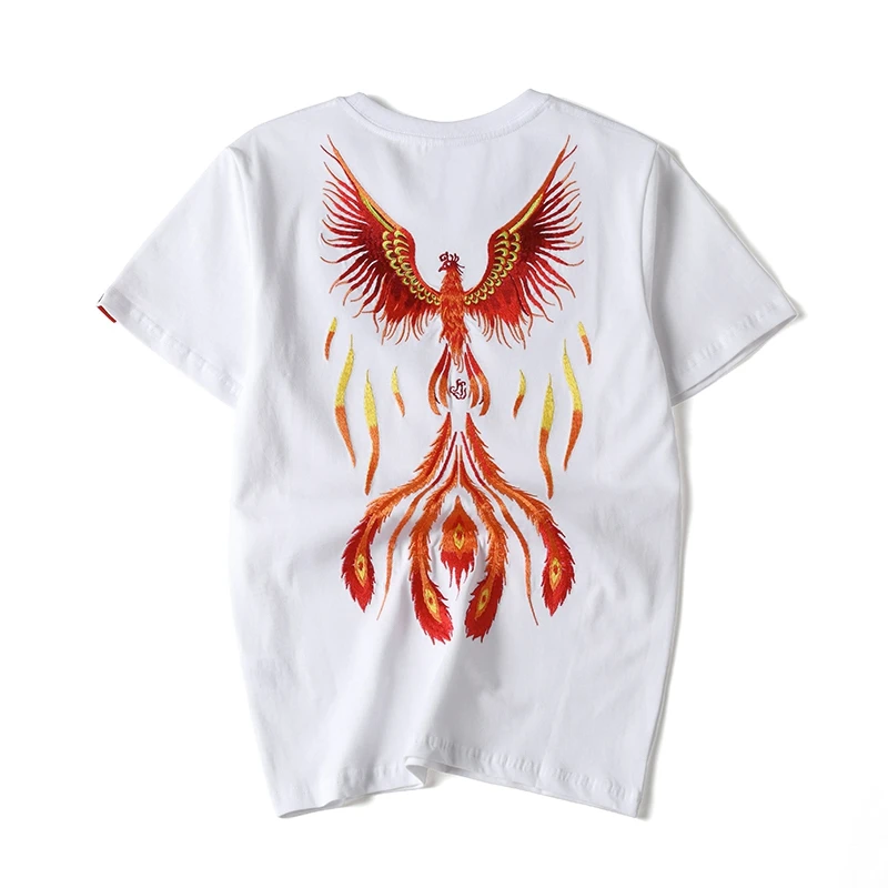 Summer T Shirt Men Harajuku Phoenix Embroidery T Shirt Women Vintage Hip Hop Tees Fashion Short Sleeve Japanese Cool Streetwear