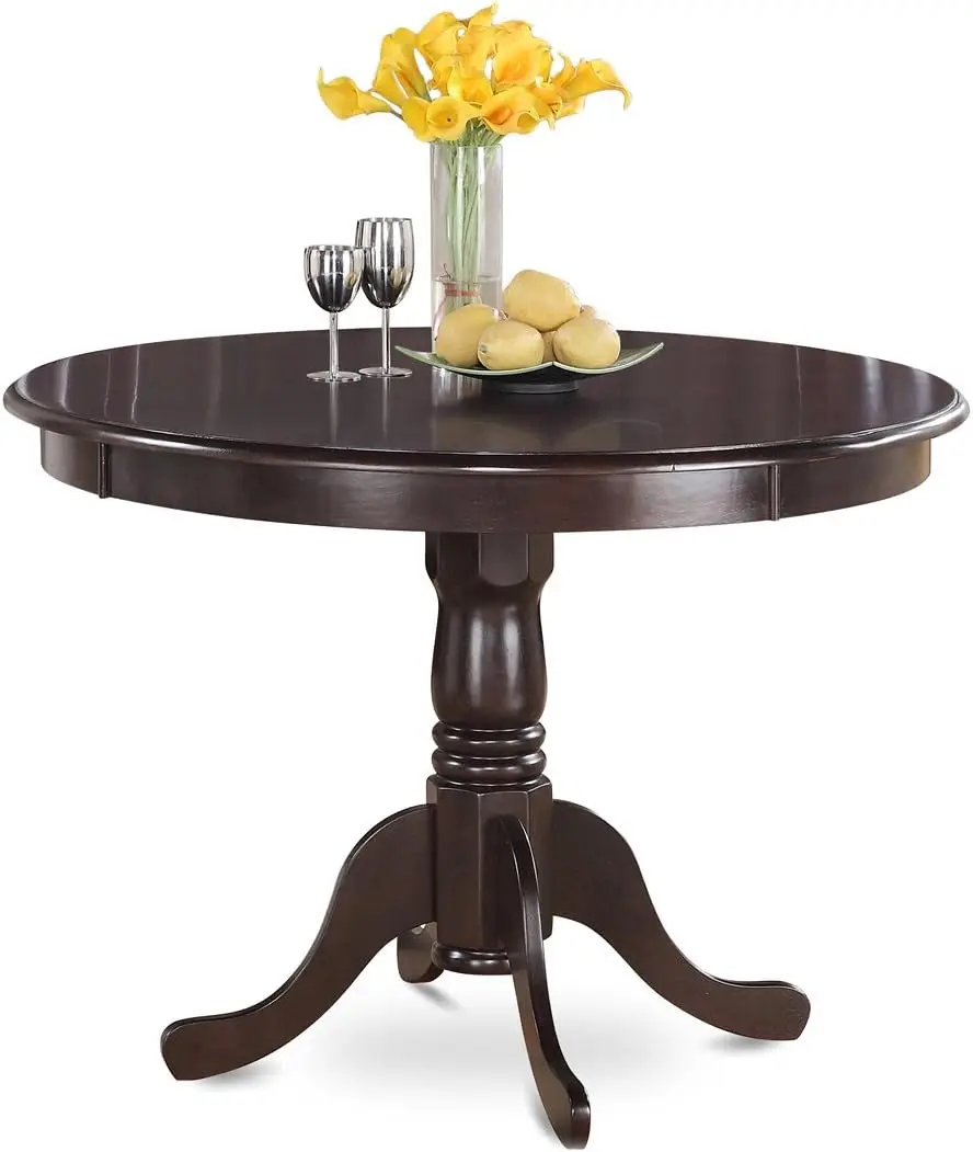 HLT-CAP-TP Hartland Dining Room Table - a Round kitchen Table Top with Pedestal Base, 42x42 Inch, Cappuccino