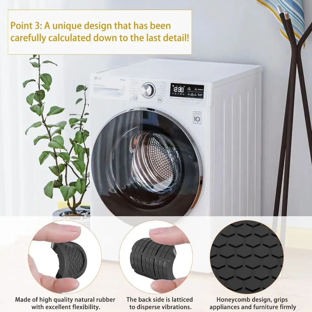 

4Pcs Anti Slip Washer Anti Vibration Feet Pad Silent Dampers Heightening Washing Machine Foot Pad Shock-absorbing