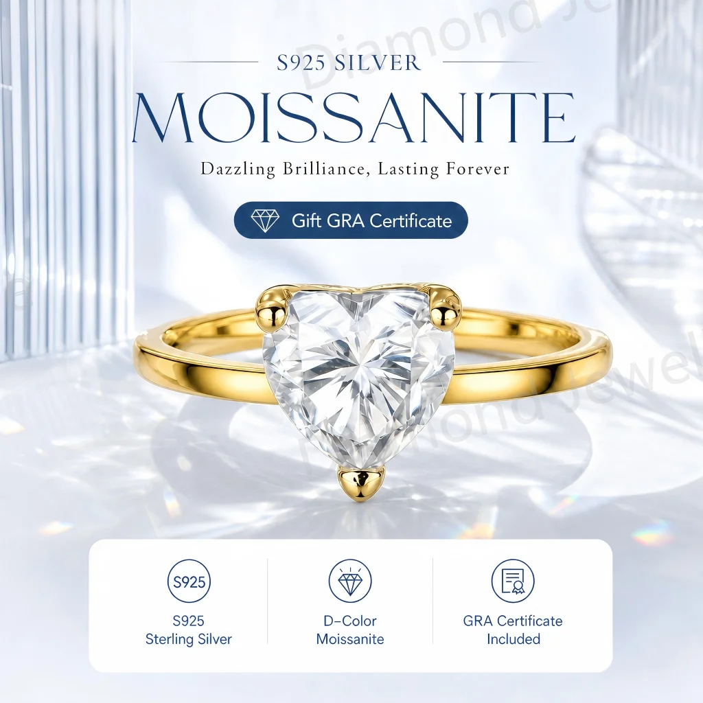 Princess Cut Rings Adjustable Rings With GRA Certificate Moissanite Pass Diamond Tester S925 Sterling Silver Oval Pear Rings Man