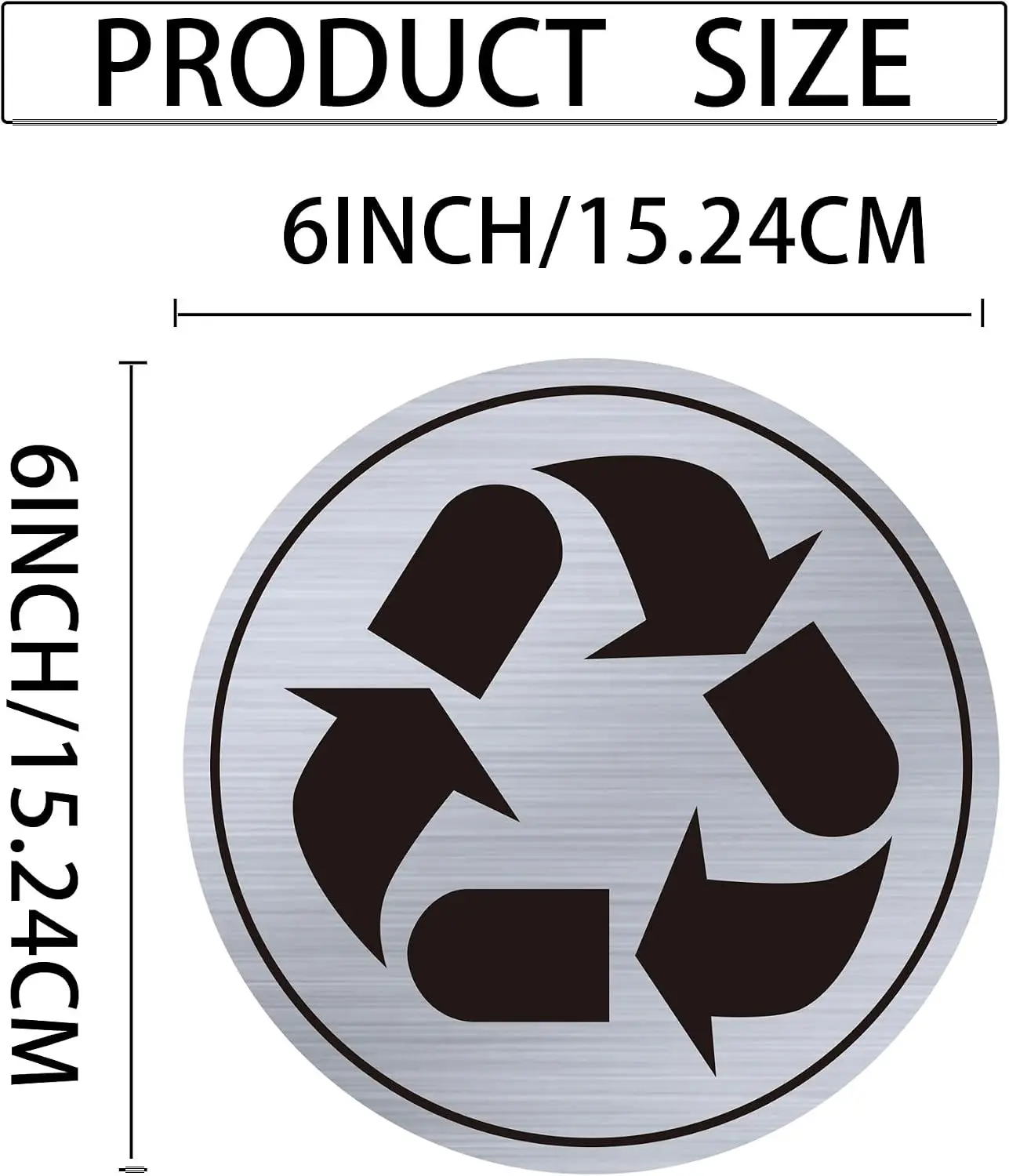 20 Pcs Brushed Silver Recycle Stickers 3 Inch & 6 Inch for Trash Bins - Eco-Friendly Waste Sorting Labels
