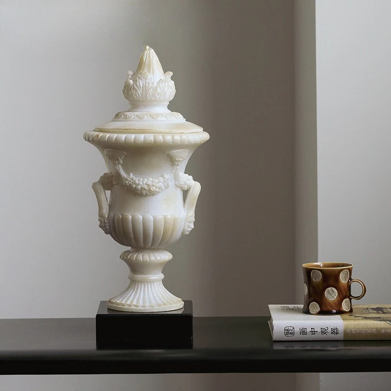 Retro imitation jade model, resin flower ware, simple and fashionable villa