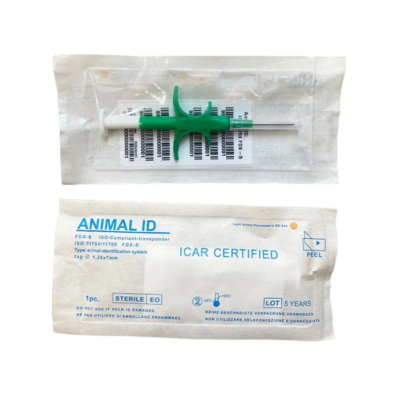 high quality 100pcs 1.25x7mm nano 134.2khz FDX-B Animal chip with syringe for Microchipping lizard exotic pets reptile Tortoises