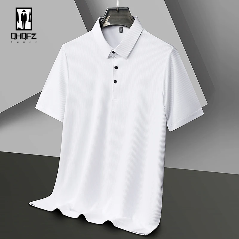 2024 Men\'s New Solid Color Business Casual Short Sleeved POLO Shirt Fashion Comfortable and Breathable Top