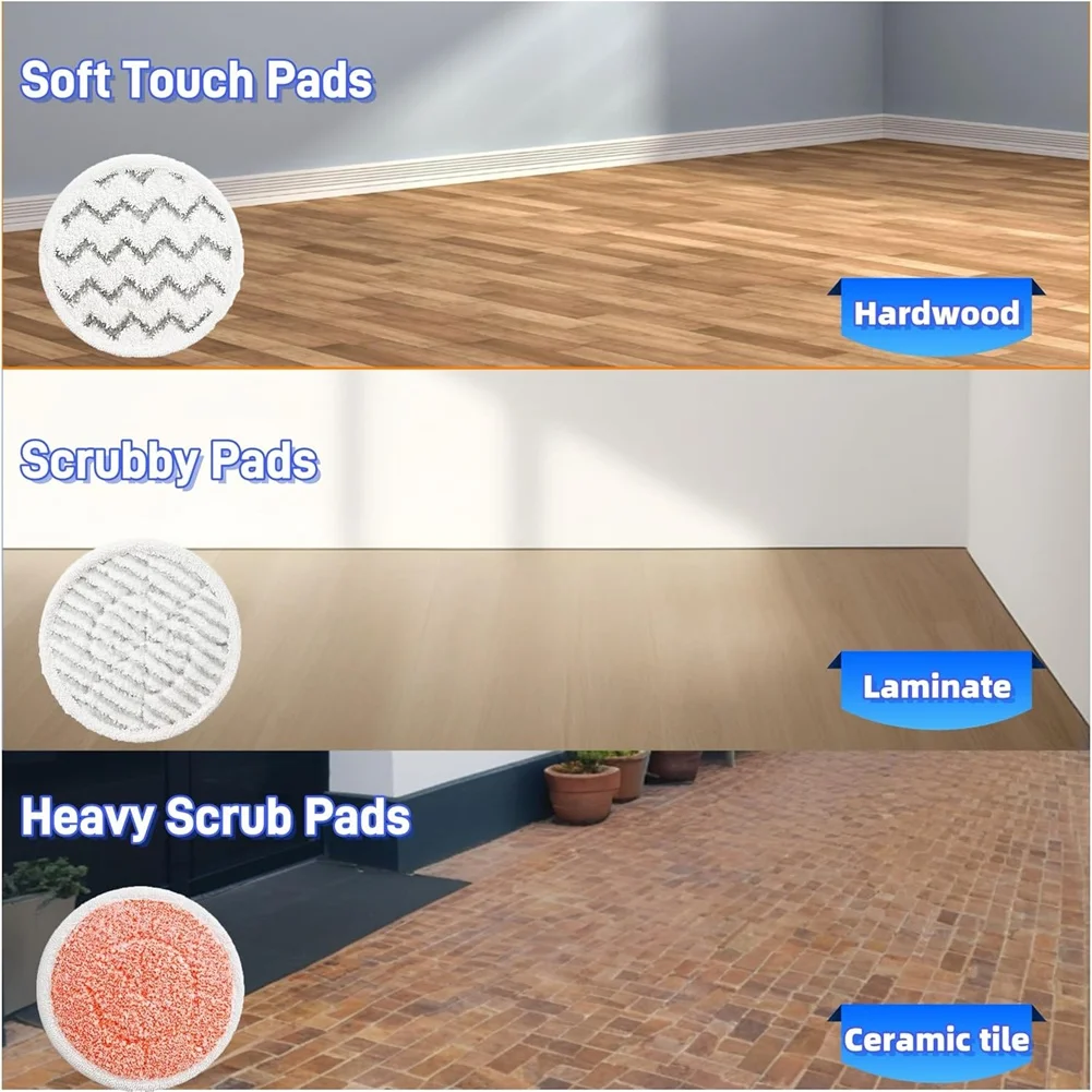 A76G-6-Pack 3897A 3712 tampons de vadrouille pour tampons de remplacement Bissell Spinwave Smartsteam, vadrouille à vapeur à récurer 3712W, modèle No 1641112