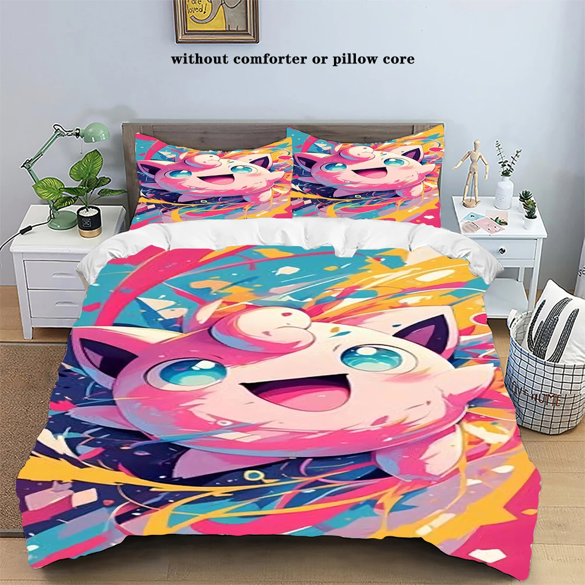 Cartoon Anime Pokemons Bedding Set Kawaii Pikachu Gengar Eevee Charizard Quilt Duvet Cover Pillowcase Kid Bed Set Twin King Size