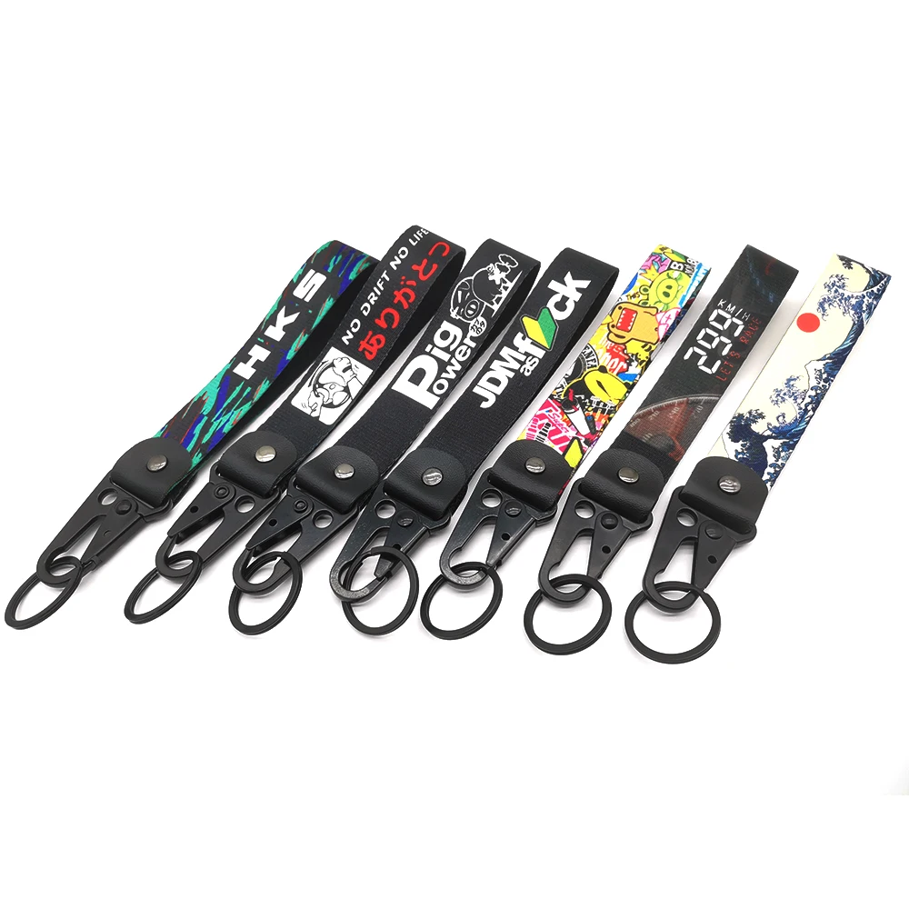 

JDM Racing Keyring Tags Keytags Keychain Auto Drift Key Phone Holder Key Steel Spring Clip Lanyard for HKS Quick Release Drift