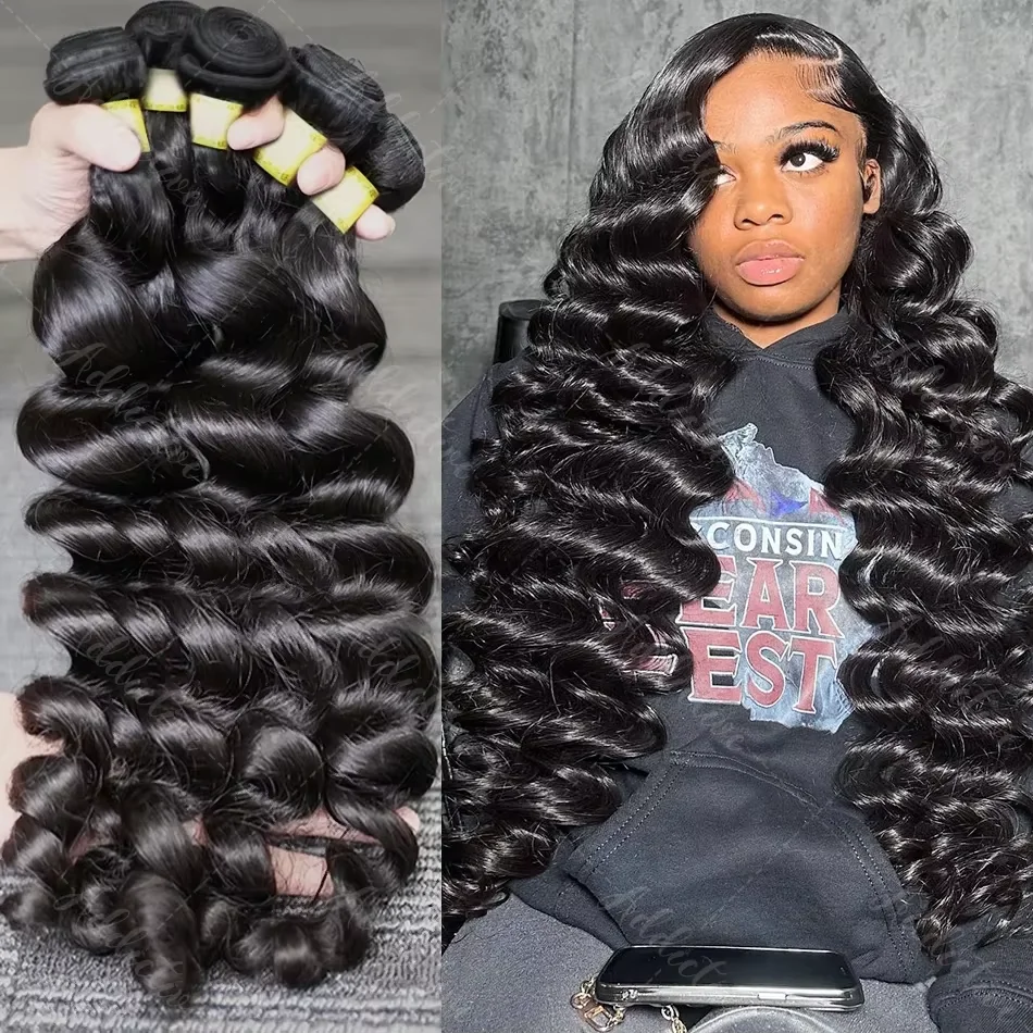 Body Wave Bundles Human Hair Brazilian Hair Weave Bundles 1/3/4 Bundle Deals Human Hair Extensions Natural & Jet Black