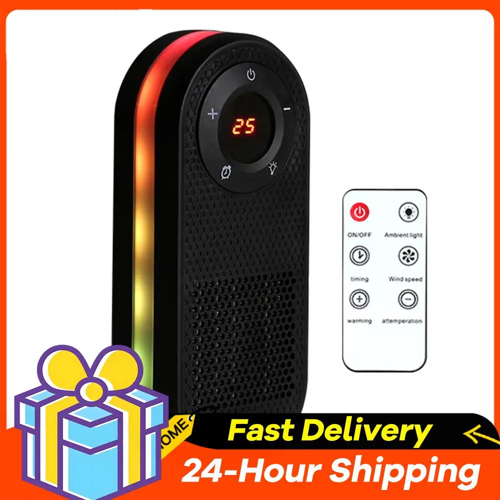 

Настенный обогреватель с ночником, бесшумный настольный обогреватель, вращающийся на 180 градусов, компактный, быстрый нагрев, для зимы, для помещений