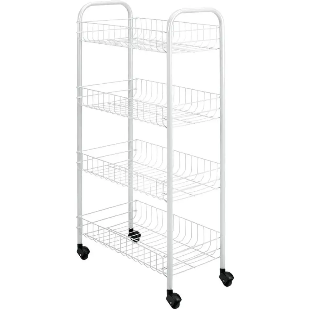 

White 4-Stage Metal Utility Cart, 41x23x84, Assembled