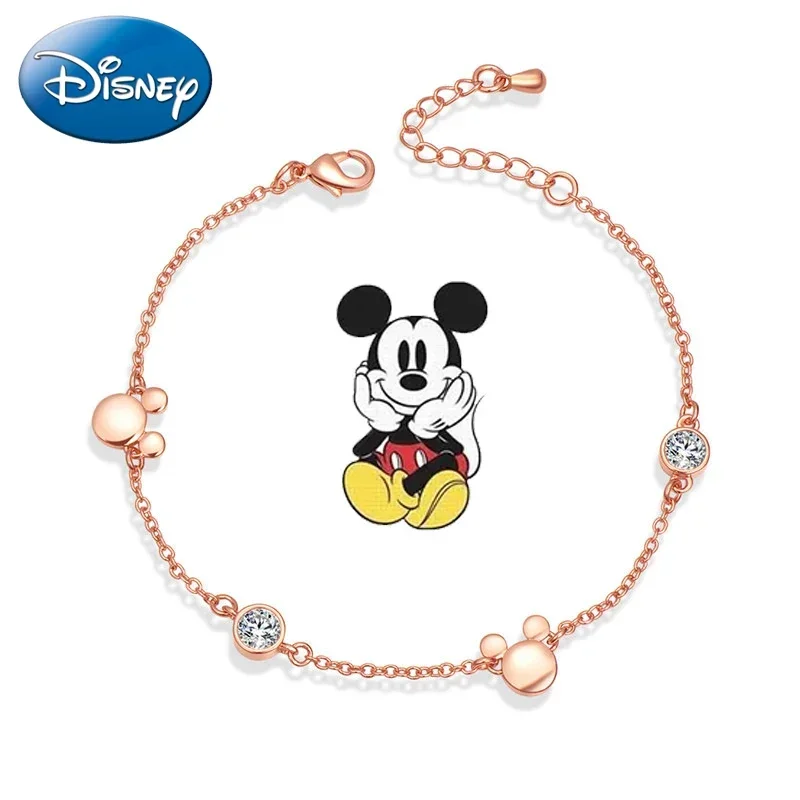 

Disney Mickey Mouse Bracelet Cartoon Fashion Personality Light Luxury High-grade Sense Crystal Hand Jewelry Girl Christmas Gift