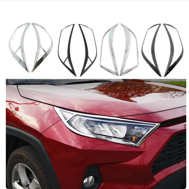 

For Toyota RAV4 2019 2020 2021 2022 2023 Sticker Styling Cover Detector Head Front Light Lamp Trim Frame Hoods Part Eyebrow 2PCs