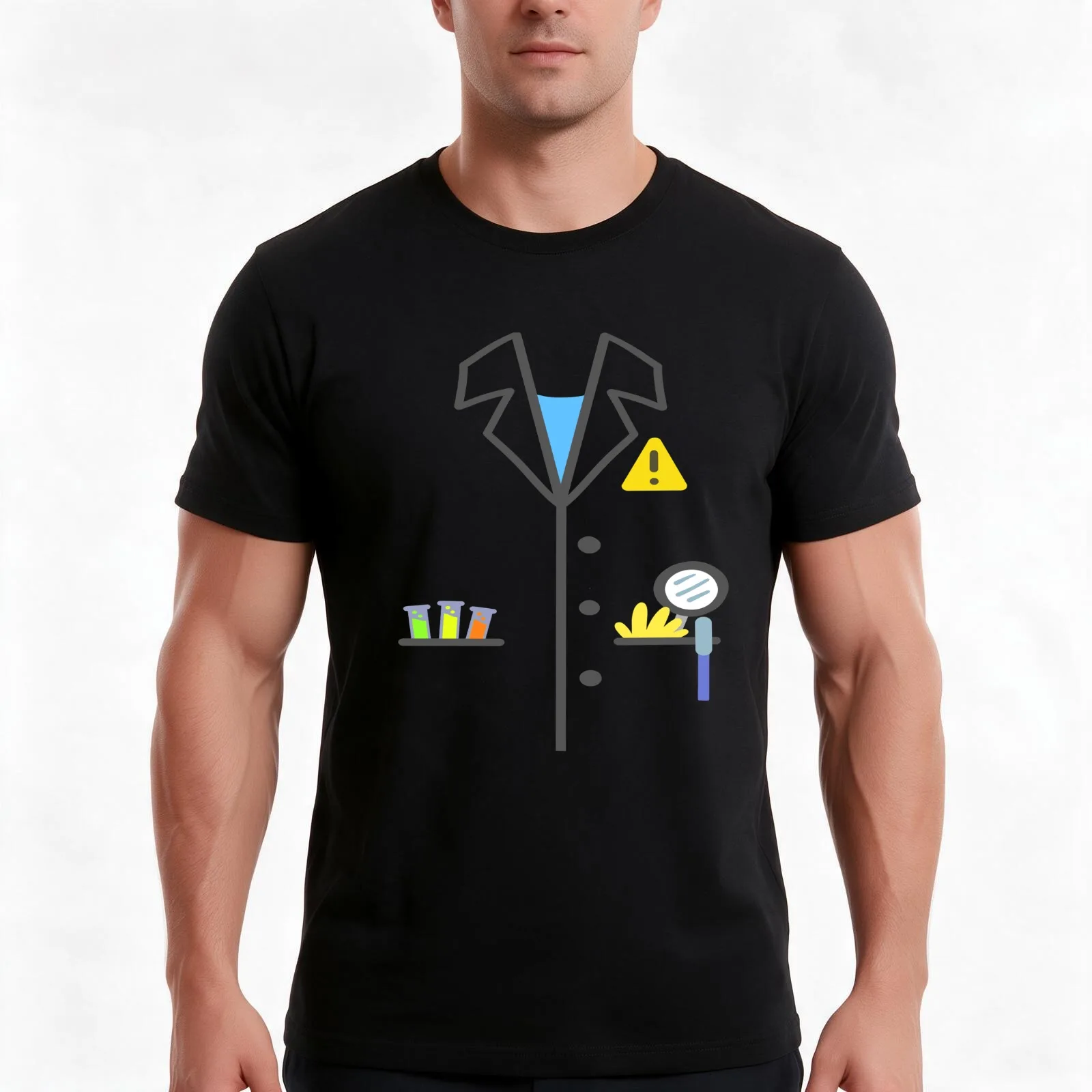 Scientist Lab Coat Halloween T-Shirt Summer Casual Cotton Tee Oversized Streetwear Tops Vintage Graphic Print 100% Cotton
