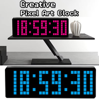 Simple Style Pixel Clock Digital Wall Clock Timer Count Up Down/Stopwatch Table Clock Remote Control 12/24H LED Electronic Clock
