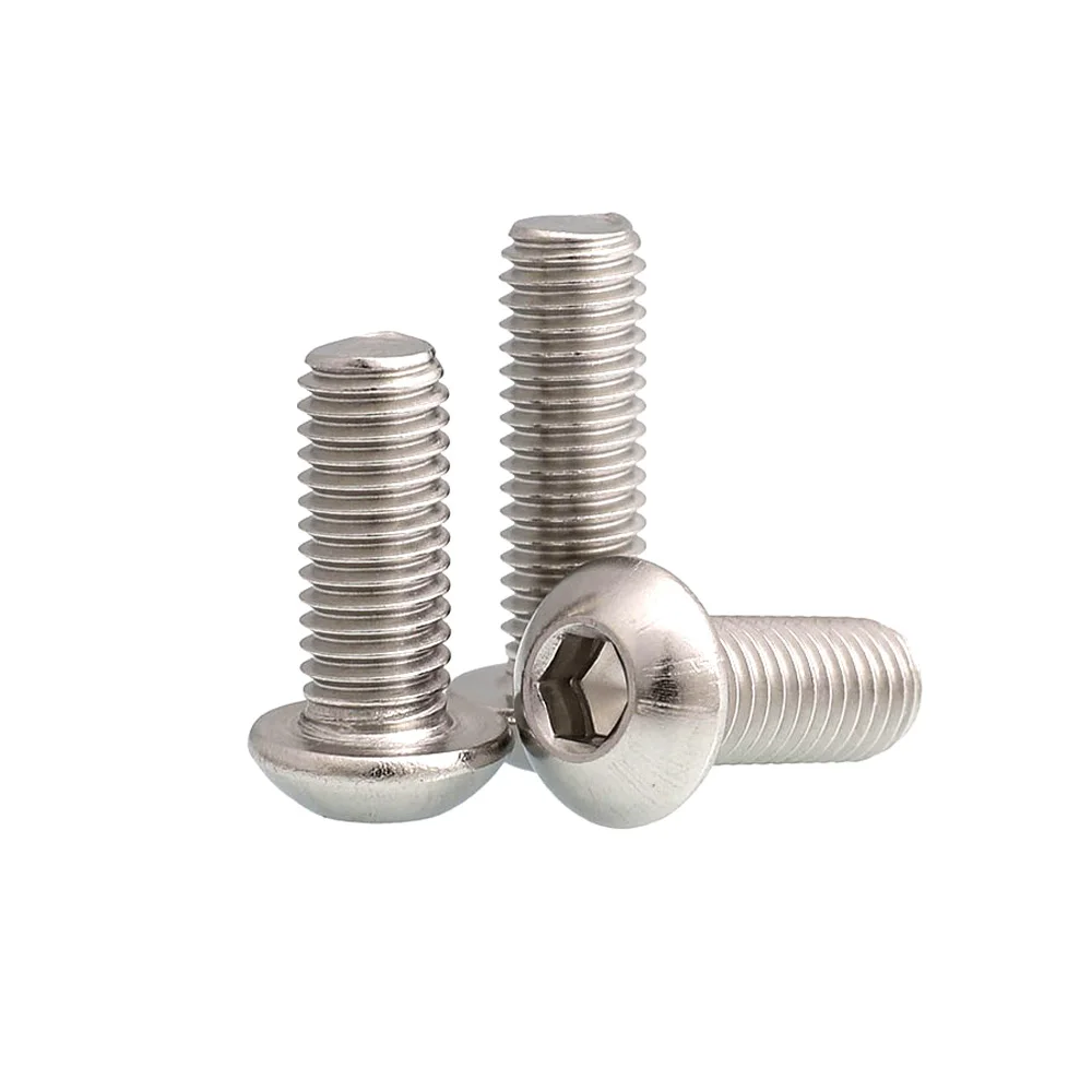 1/50pcs 316 A4-70 Stainless Steel M2 M2.5 M3 M4 M5 M6 M8 M10 M12 Hex Hexagon Socket Button Round Head Screw Bolt ISO7380