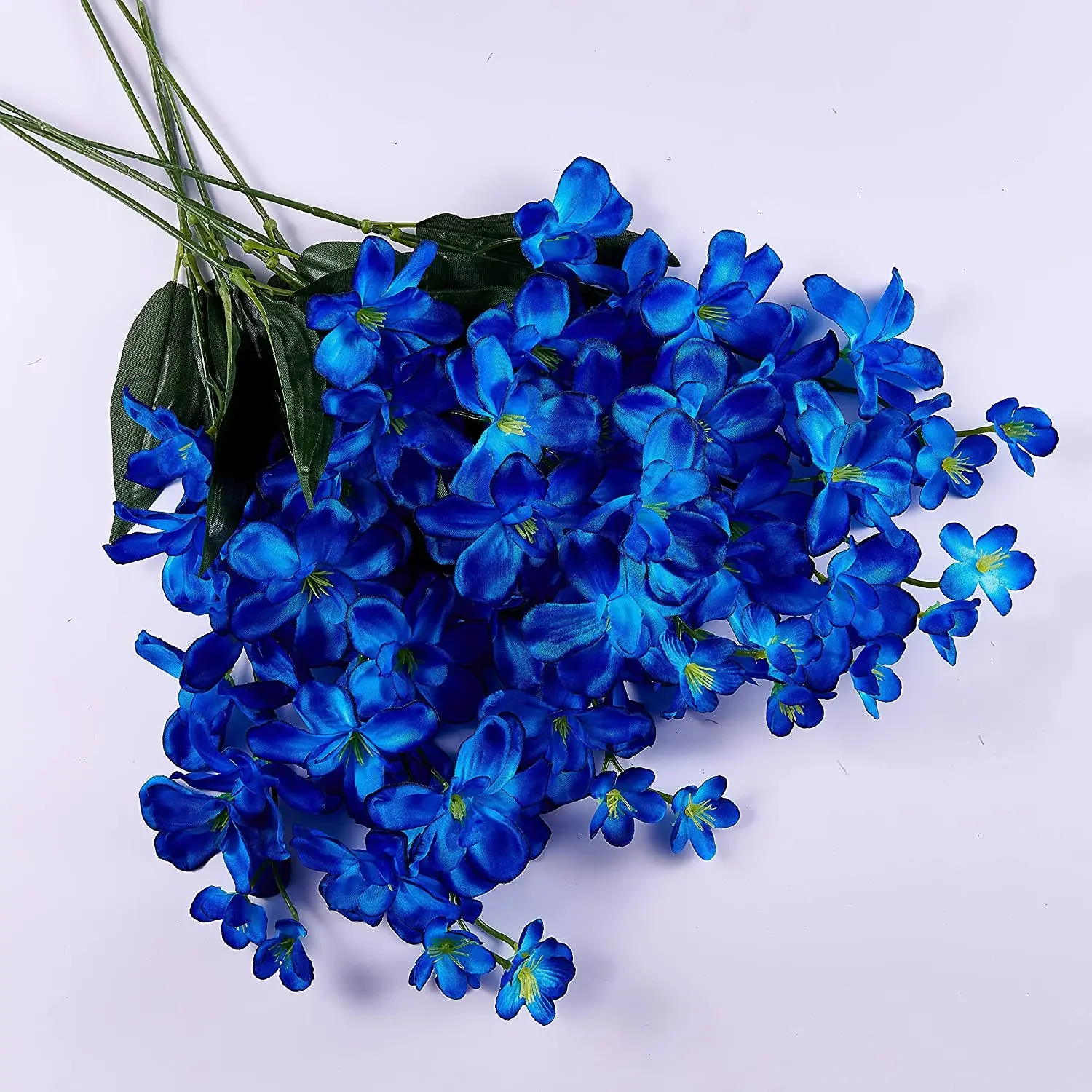 10pcs Artificial Orchids Flowers Blue Long Stems in Bulk for Wedding Home