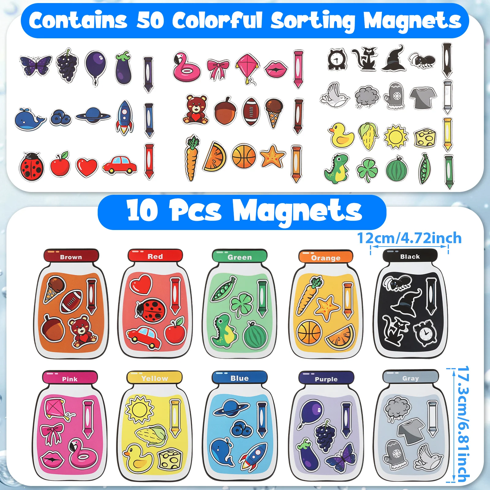 10Pcs Color Fridge Magnet Magnetic Color Sorting Set Learning Educational Activity Fridge Magnet for Refrigerator Whiteboard