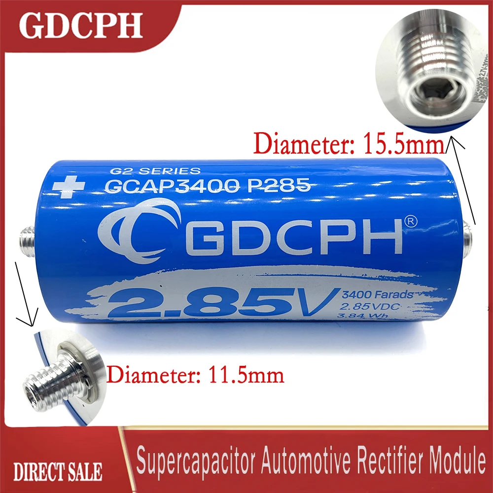 

Car Component Original GDCPH 2.85V Super Capacitor 3400F Large Current Used Rectifier Module Supercapacitor 16V 500F *6