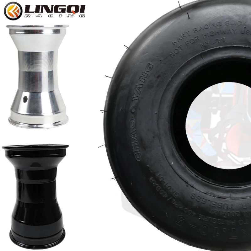 LINGQI RACING Aluminum Alloy Rear Wheel Hub 5 Inch Wheels Tire For Go Kart Beach ATV Quad Drift Car 10x4.5-5 11x7.10-5 Parts