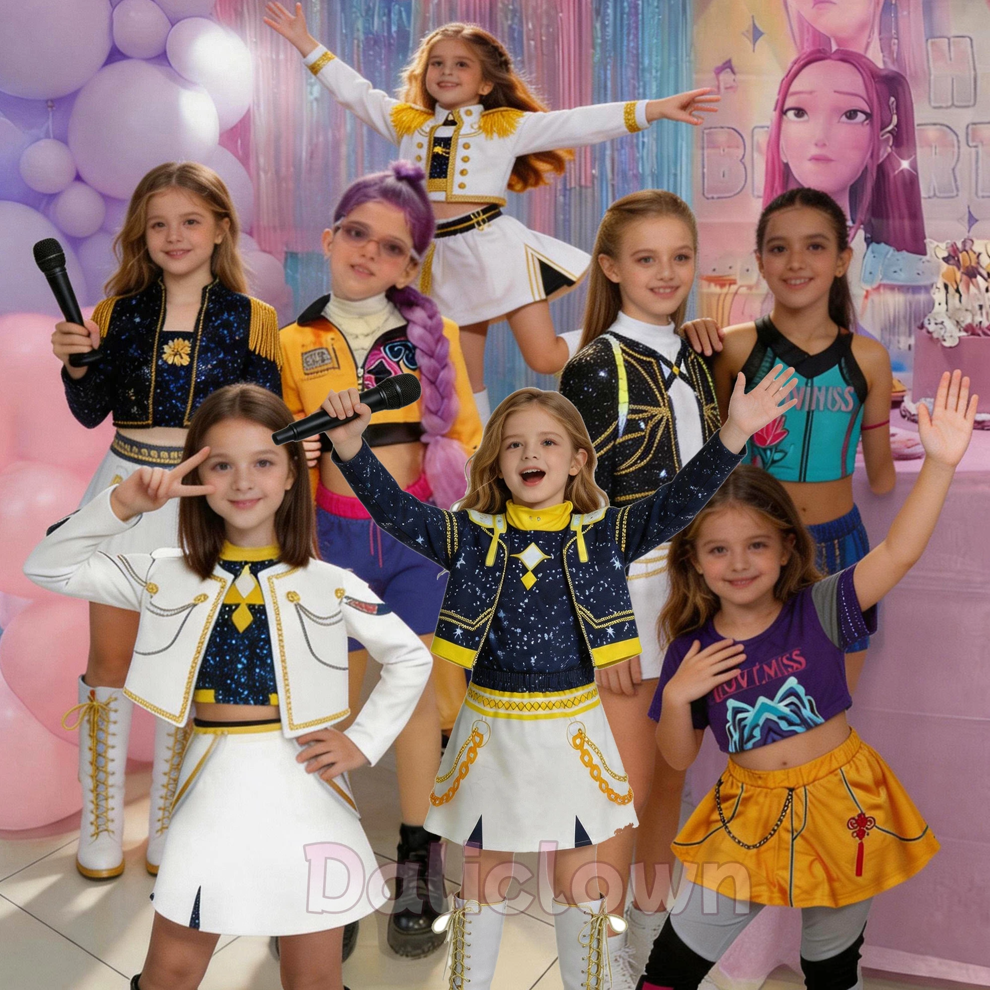 Disfraz de Guerreras para Niñas, Ropa para Cosplay Dorado, Disfraz Infantil para Halloween, Fiesta de Cumpleaños, Disfraz de Ídolo para Niñas, Traje de Juego de Roles