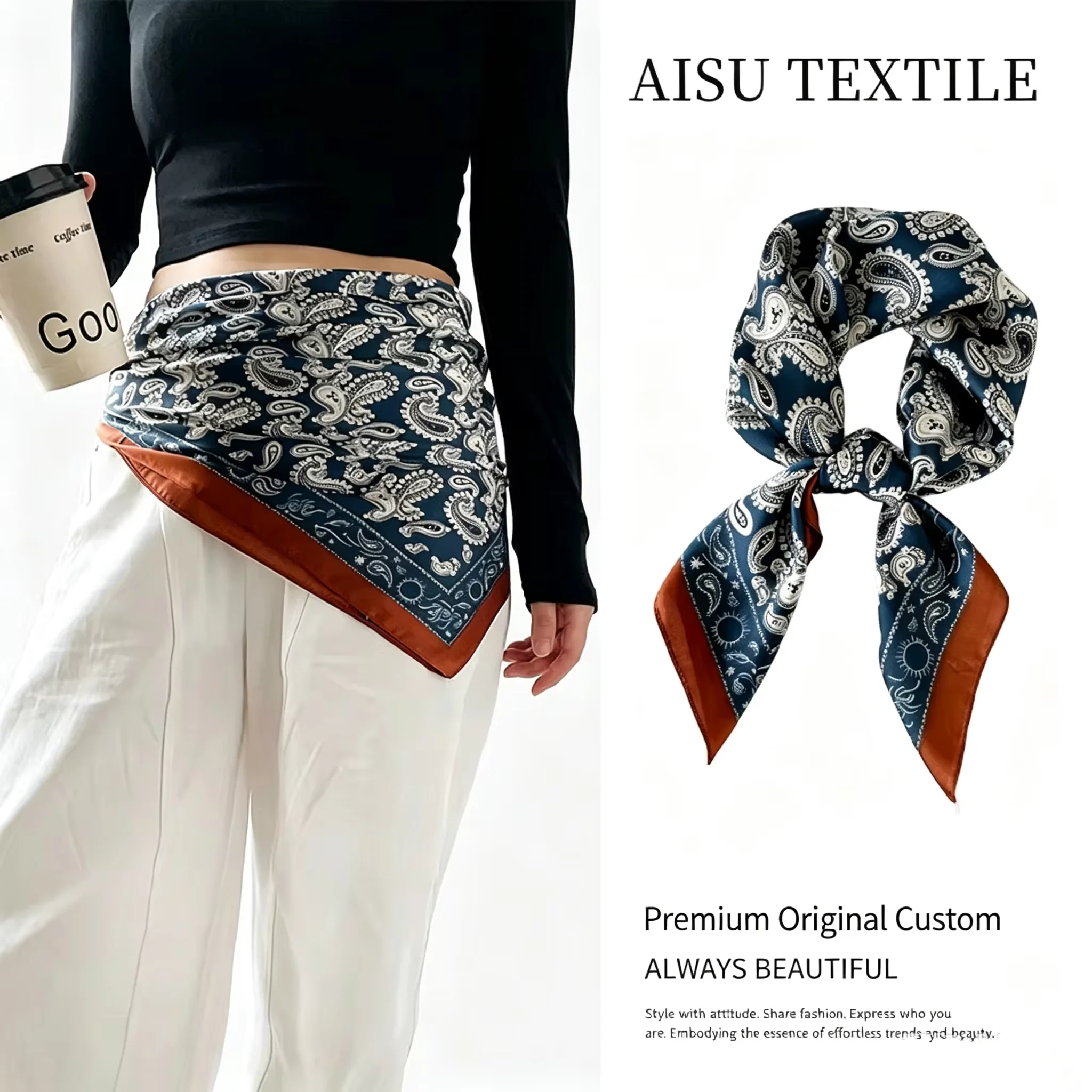 Clothing with Waist Seal Girdle Scarf Women's High-end Sense European American Stacking Wearing Retro Paisley Pattern Loose Belt