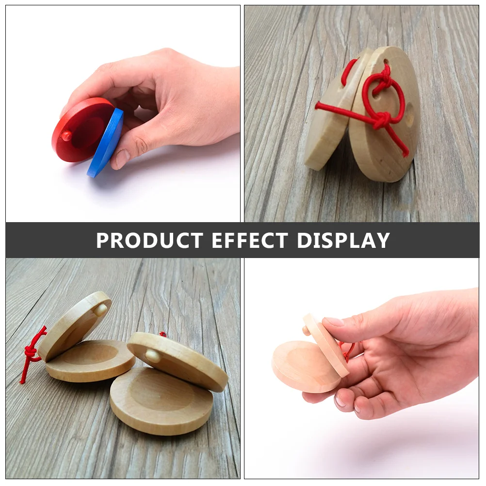 4 Pcs Musical Instruments Round Dance Board Castanet Kids Education Toys Creative Castanets Wood Preschool