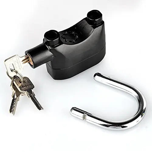 Door Lock Cross-Beam Alarm Lock 110dba Universal Security Alarm Lock System Anti-Theft for Door Motor Bicycle Padlock with 3 Key