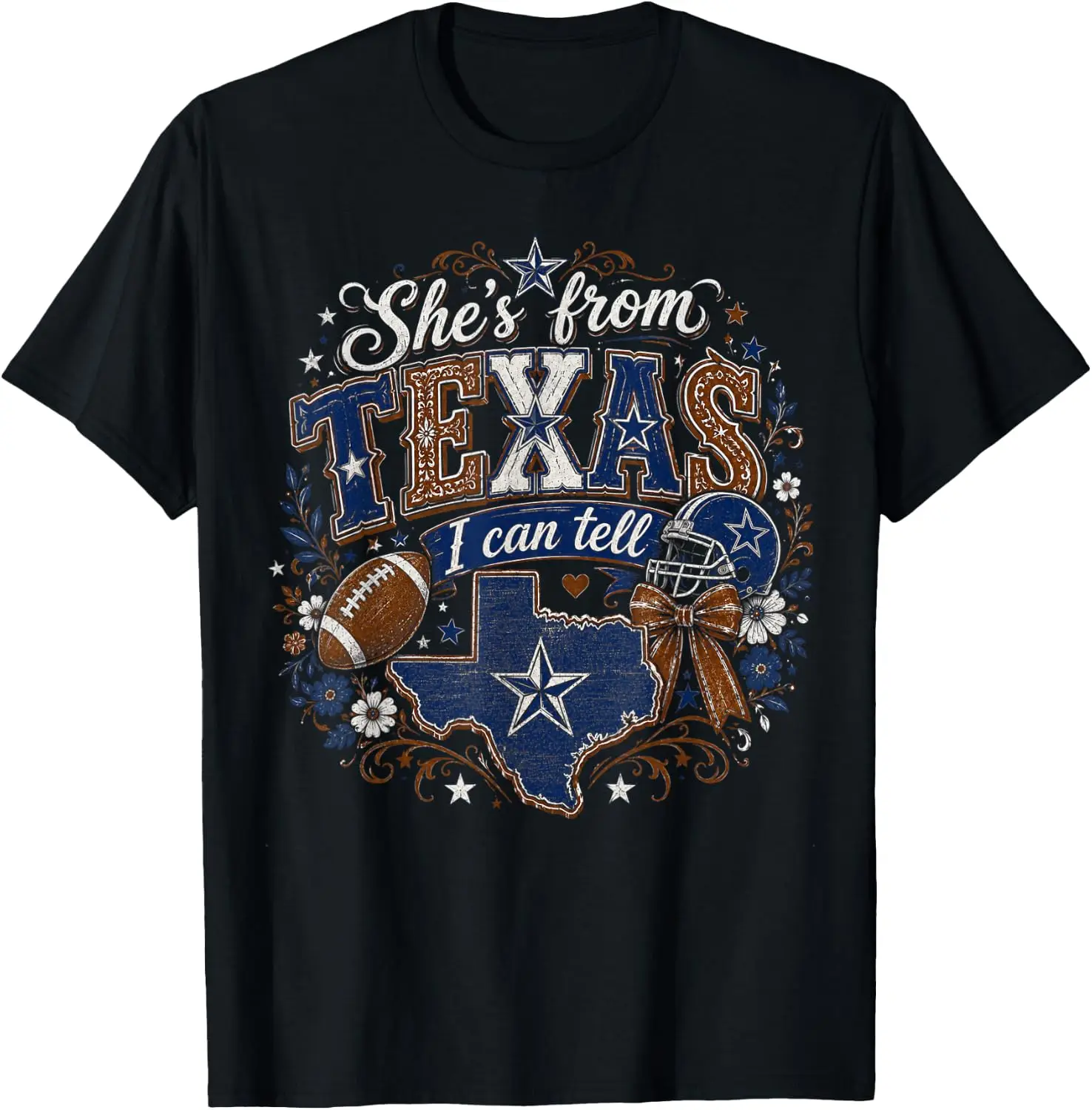 She's From Texas I Can Tell Cowboy Cowgirl Women Girls T-Shirt Unisex Fashion Printed T‑Shirt for Men Women, 100% Cotton Crew Neck Soft Lightweight Anti‑Pilling Tees,fashion printed t‑shirt, unisex graphic tee, , casual gift t‑shirt