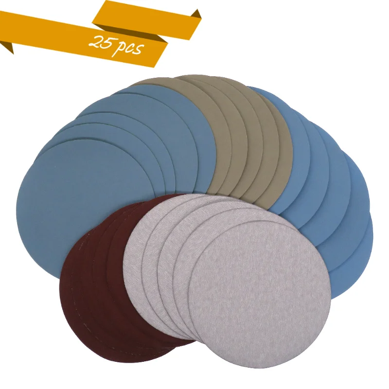 25pcs 125mm Inches Grit 1000 2000 3000 4000 5000 Sanding Discs Hook Loop Sandpaper Round Disk