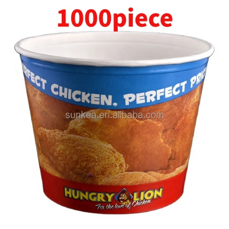 10 00piece.Custom.150oz disposable custom logo fast food packaging round fried chicken paper bucket