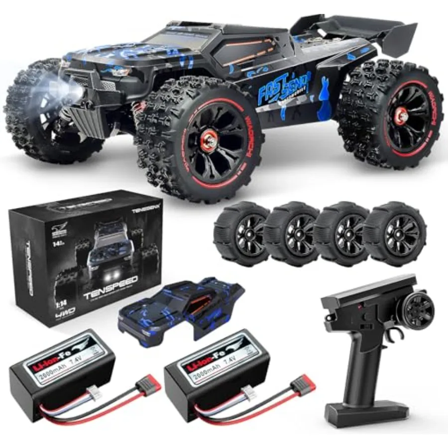 

1:14 Scale RC Cars for Adults, 60KPH High Speed RC Truggy, 4X4 Off-Road Remote Control Truck, Waterproof Electric Car with 2S B