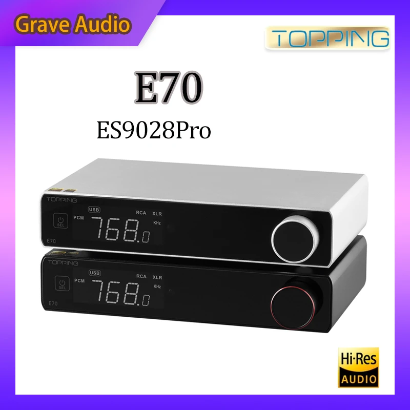 

TOPPING E70 ES9028Pro DAC Headphone Amplifier Bluetooth 5.1 XU316 Support32Bit/768kHz DSD512 RCA XLR Output with Remote Control