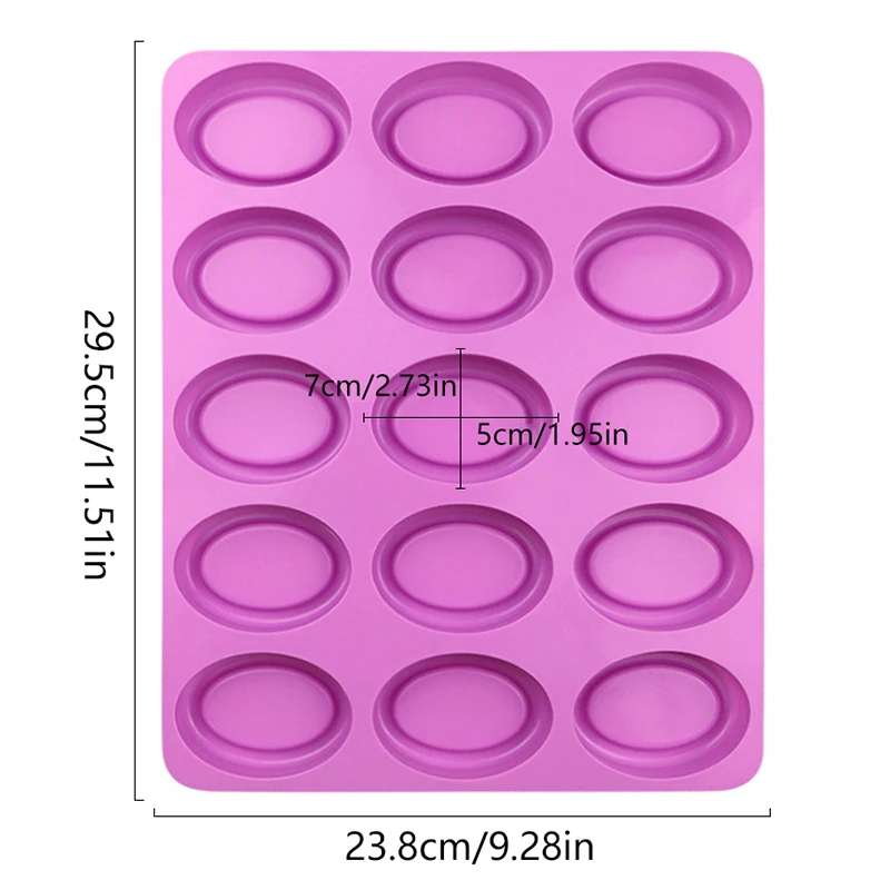 Molde de silicone oval com 15 cavidades, para fazer sabão diy, ferramentas de bolo de chocolate, presentes de aniversário, ferramenta de cozimento, 1 peça