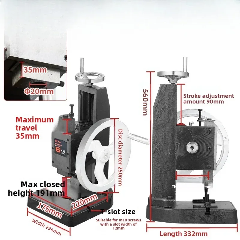 Manual Ps 1 Ton Hand Plate Punch Disc Stamping Rotary Hand Bench Industrial