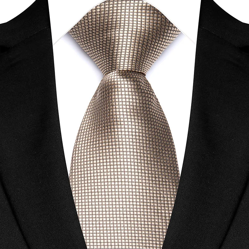 New White Beige Color Jacquard Men\'s Neckties 8CM Paisley Striped Dots Business Formal Neck Ties Wedding Party Suit Cravat Gift