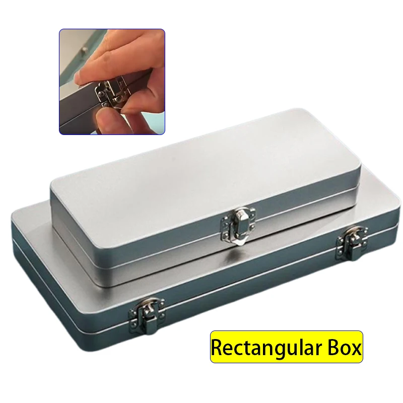 Durable Silvery Gray Metal Rectangular Box With Lid-Ideal For Bills,Cosmetics,Office Supplies Storage-Perfect For Home,Office