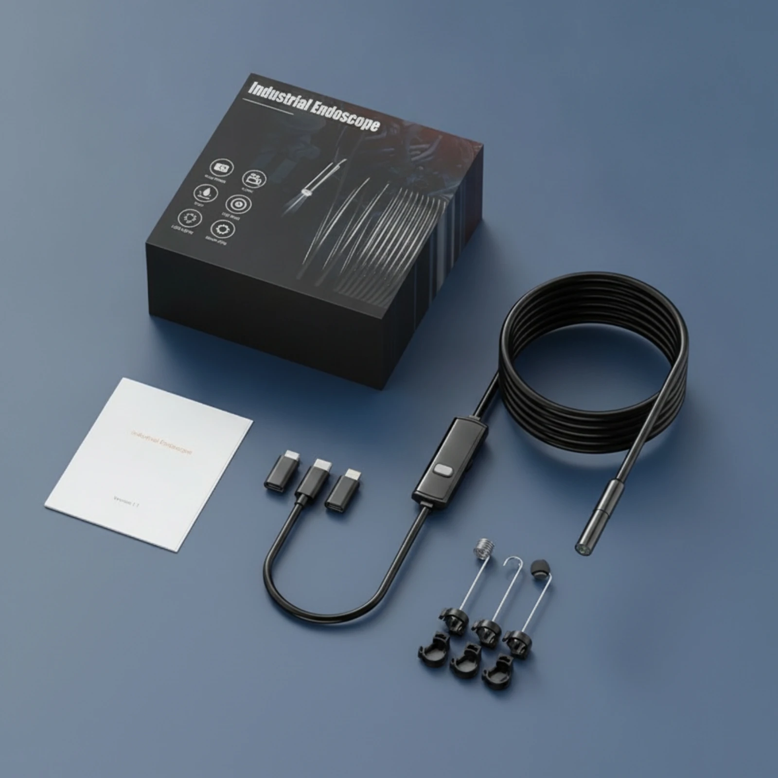 Endoscope with Phone Adapters Wired Industrial Endoscope Borescope Handheld Bore Scope High-Definition for Plumbers